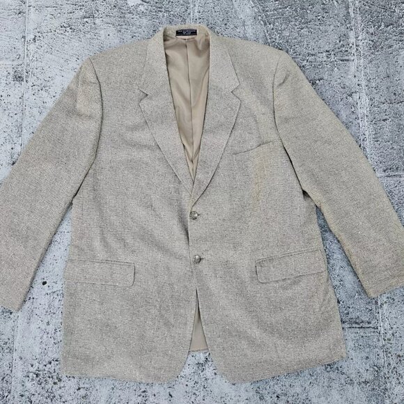 Bert Pulitzer Men Blazer Sport Coat 100% Silk Jacket Two Button Beige Size 52 - Picture 2 of 10
